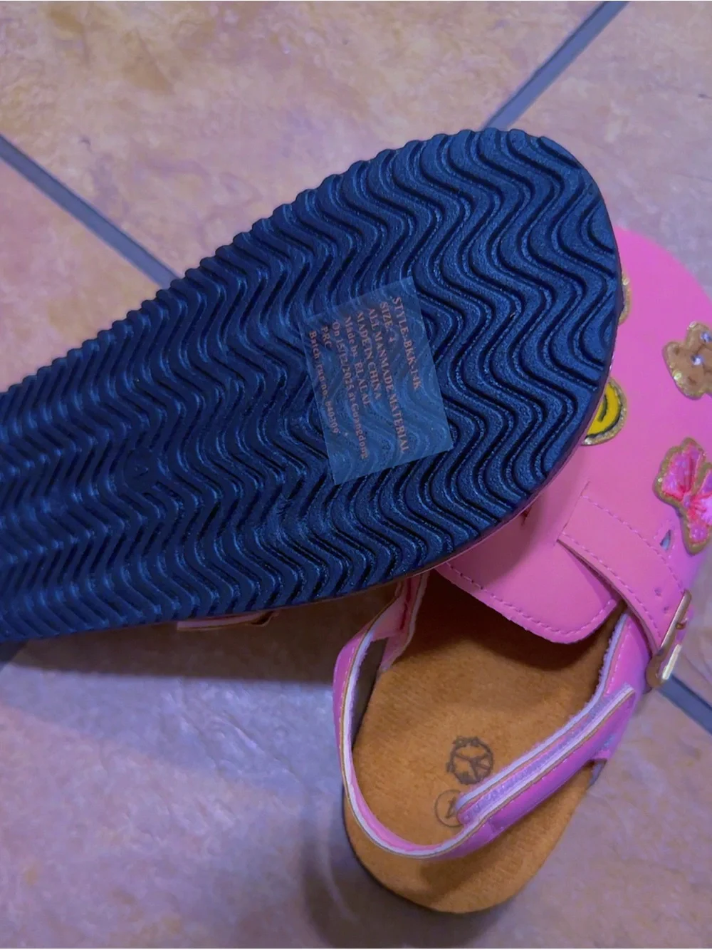 Girls Pink Embellished Closed-Toe Sandals with Adjustable Buckle